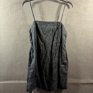 madewell women linen dress 6 black coastal beach vacation neutral minimalist